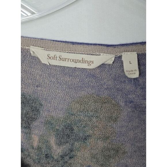 Soft Surroundings Tunic Sweater Womens Large Long Sleeve V Neck Floral Luxury - Picture 4 of 6